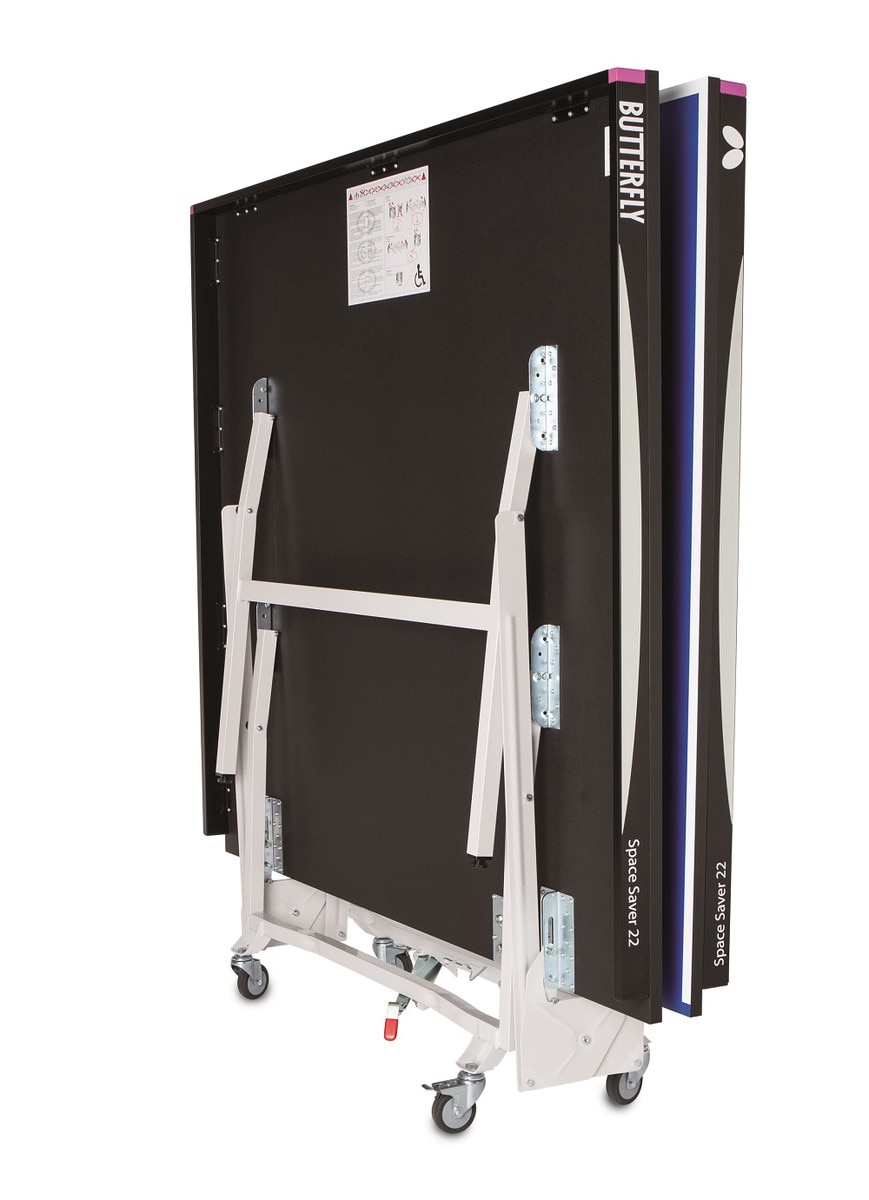 Butterfly Space Saver 22 Table Tennis Table - Blue - Storage Position